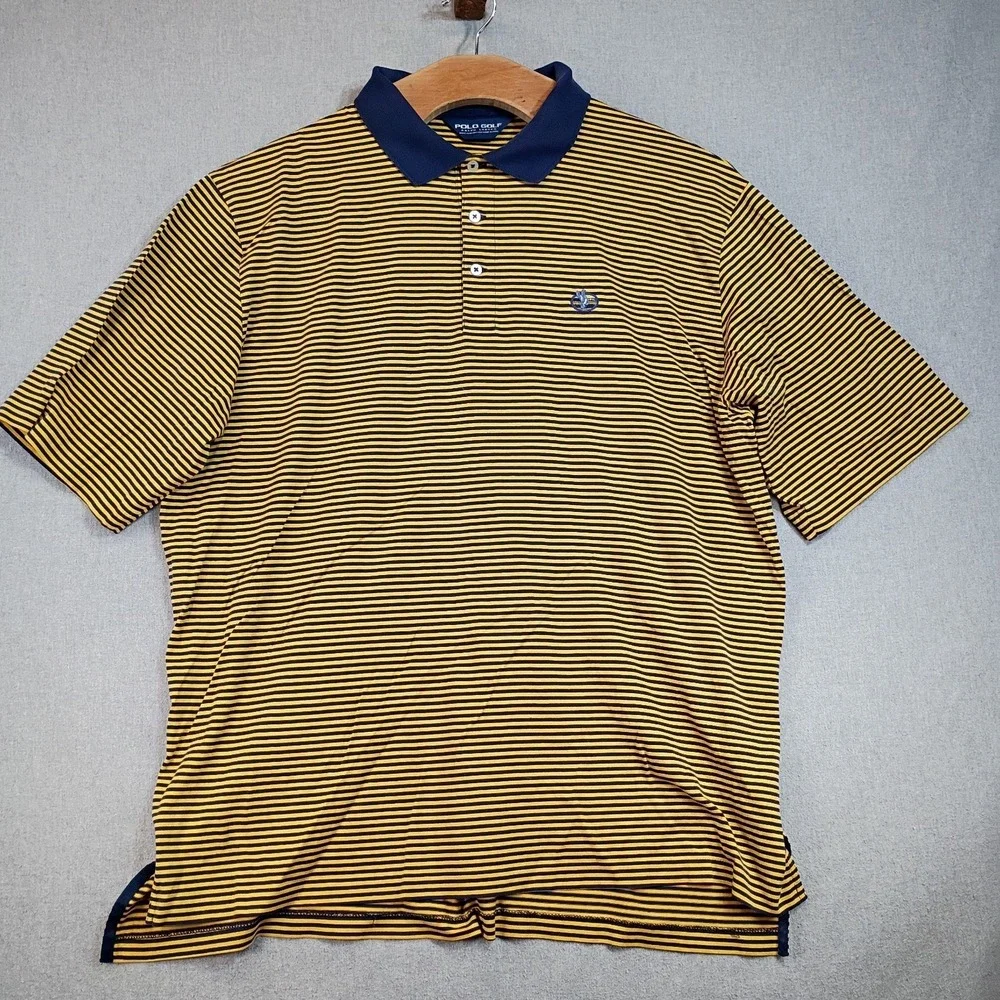 Reynolds Plantation Polo Golf Ralph Lauren Mens XL Pima Cotton Stripe Coastal